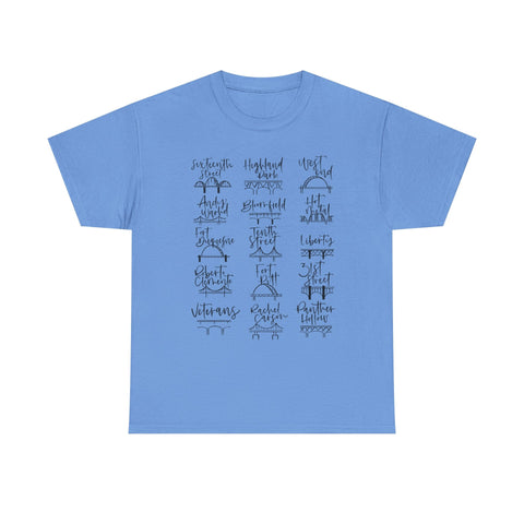 Pittsburgh Bridges Doodle - Unisex Heavy Cotton Tee T-Shirt - YinzerShop