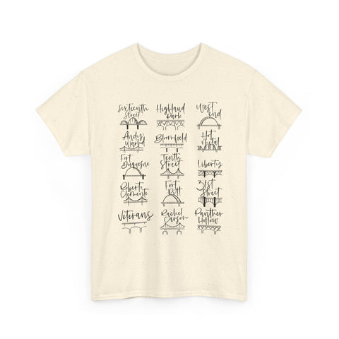 Pittsburgh Bridges Doodle - Unisex Heavy Cotton Tee T-Shirt - YinzerShop