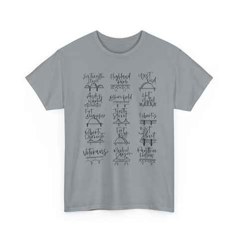 Pittsburgh Bridges Doodle - Unisex Heavy Cotton Tee T-Shirt - YinzerShop