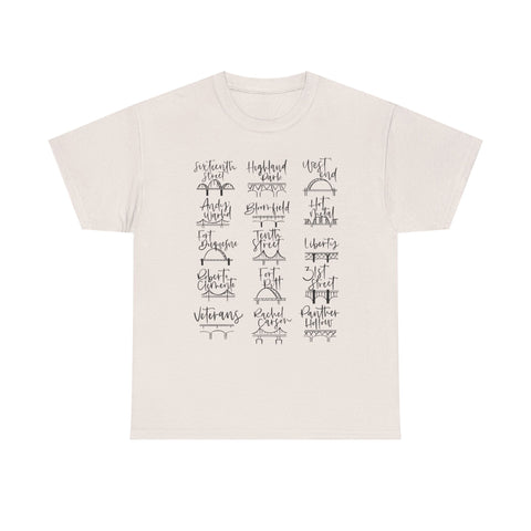 Pittsburgh Bridges Doodle - Unisex Heavy Cotton Tee T-Shirt - YinzerShop