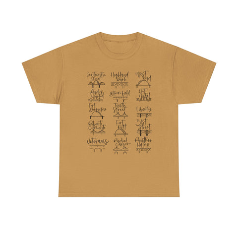 Pittsburgh Bridges Doodle - Unisex Heavy Cotton Tee T-Shirt - YinzerShop