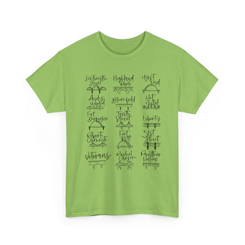 Pittsburgh Bridges Doodle - Unisex Heavy Cotton Tee T-Shirt - YinzerShop