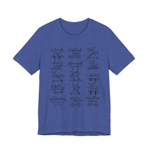 Pittsburgh Bridges T-Shirt - Premium Fitted Cotton Tee With Ribbed Knit Collar T-Shirt - YinzerShop
