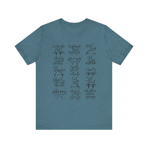 Pittsburgh Bridges T-Shirt - Premium Fitted Cotton Tee With Ribbed Knit Collar T-Shirt - YinzerShop