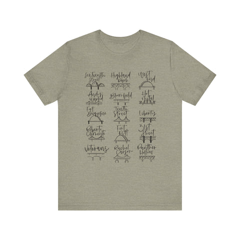 Pittsburgh Bridges T-Shirt - Premium Fitted Cotton Tee With Ribbed Knit Collar T-Shirt - YinzerShop