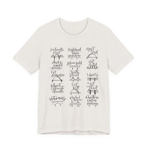Pittsburgh Bridges T-Shirt - Premium Fitted Cotton Tee With Ribbed Knit Collar T-Shirt - YinzerShop