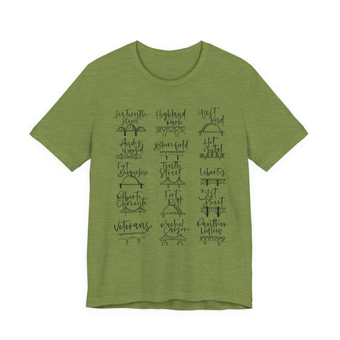 Pittsburgh Bridges T-Shirt - Premium Fitted Cotton Tee With Ribbed Knit Collar T-Shirt - YinzerShop