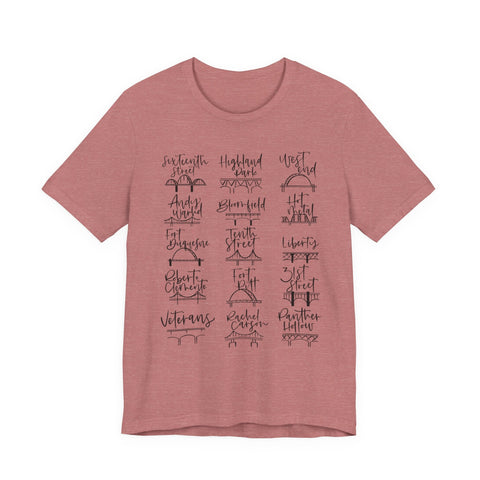Pittsburgh Bridges T-Shirt - Premium Fitted Cotton Tee With Ribbed Knit Collar T-Shirt - YinzerShop