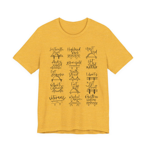 Pittsburgh Bridges T-Shirt - Premium Fitted Cotton Tee With Ribbed Knit Collar T-Shirt - YinzerShop