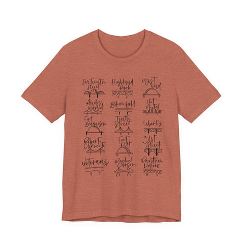 Pittsburgh Bridges T-Shirt - Premium Fitted Cotton Tee With Ribbed Knit Collar T-Shirt - YinzerShop