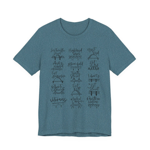 Pittsburgh Bridges T-Shirt - Premium Fitted Cotton Tee With Ribbed Knit Collar T-Shirt - YinzerShop