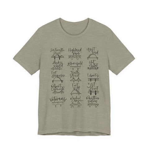 Pittsburgh Bridges T-Shirt - Premium Fitted Cotton Tee With Ribbed Knit Collar T-Shirt - YinzerShop