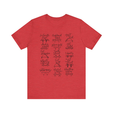 Pittsburgh Bridges T-Shirt - Premium Fitted Cotton Tee With Ribbed Knit Collar T-Shirt - YinzerShop