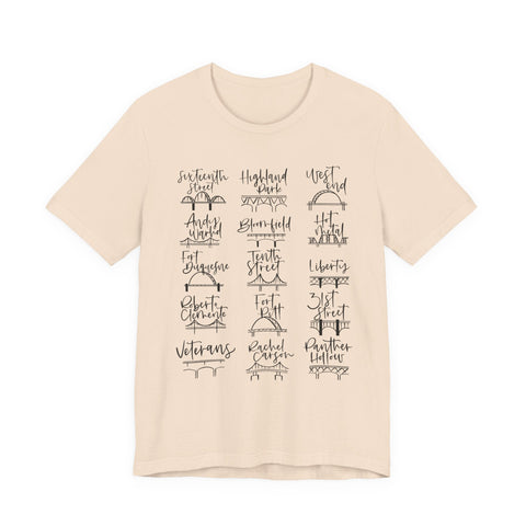 Pittsburgh Bridges T-Shirt - Premium Fitted Cotton Tee With Ribbed Knit Collar T-Shirt - YinzerShop