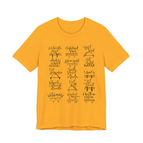 Pittsburgh Bridges T-Shirt - Premium Fitted Cotton Tee With Ribbed Knit Collar T-Shirt - YinzerShop