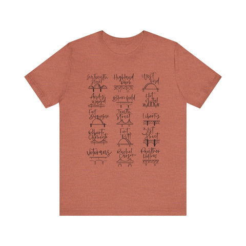 Pittsburgh Bridges T-Shirt - Premium Fitted Cotton Tee With Ribbed Knit Collar T-Shirt - YinzerShop