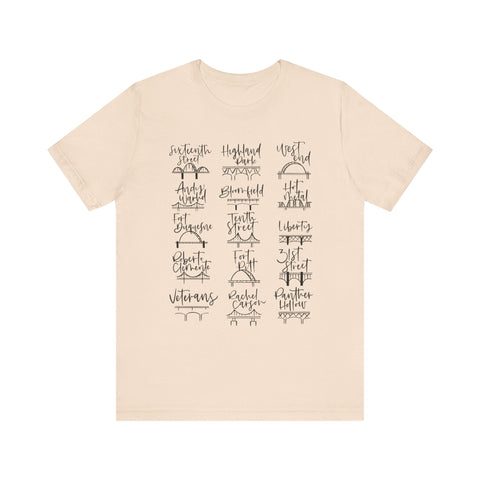 Pittsburgh Bridges T-Shirt - Premium Fitted Cotton Tee With Ribbed Knit Collar T-Shirt - YinzerShop