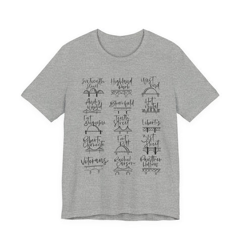 Pittsburgh Bridges T-Shirt - Premium Fitted Cotton Tee With Ribbed Knit Collar T-Shirt - YinzerShop