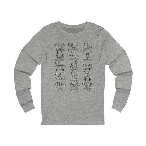 Pittsburgh Bridges Tee - Unisex Long Sleeve Bella Canvas Shirt | Soft Cotton Crew Neck Long Sleeve Shirt - YinzerShop