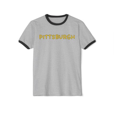 Pittsburgh Bubble Letters - Next Level Unisex Cotton Ringer T-Shirt T-Shirt - YinzerShop