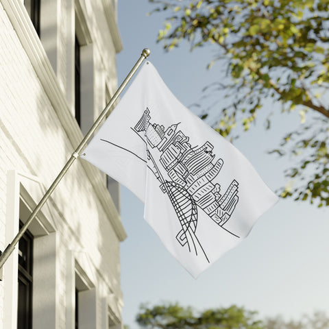 Pittsburgh Cartoon Skyline - Double Sided Flag Home Decor - YinzerShop