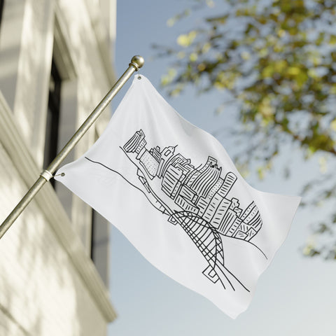 Pittsburgh Cartoon Skyline - Double Sided Flag Home Decor - YinzerShop