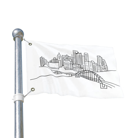 Pittsburgh Cartoon Skyline - Double Sided Flag Home Decor - YinzerShop