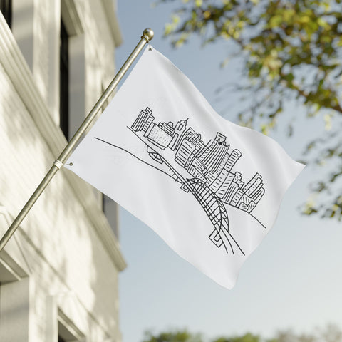 Pittsburgh Cartoon Skyline - Double Sided Flag Home Decor - YinzerShop