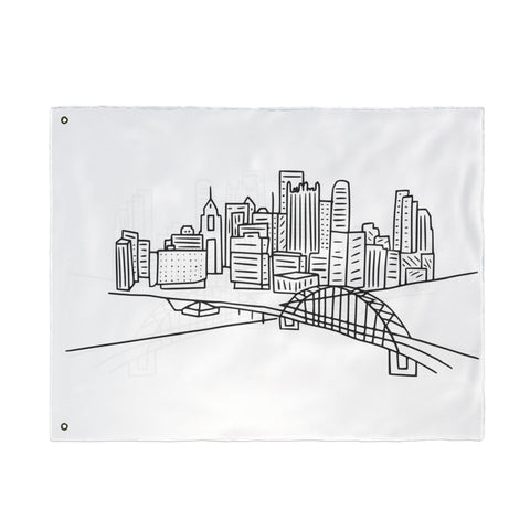 Pittsburgh Cartoon Skyline - Double Sided Flag Home Decor - YinzerShop