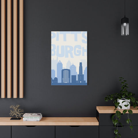 Pittsburgh City Canvas | Modern Wall Art With 412 Area Code Typography Print Canvas - YinzerShop