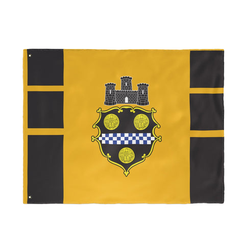 Pittsburgh City Crest Flag Double Sided - Black & Yellow Home Decor - YinzerShop
