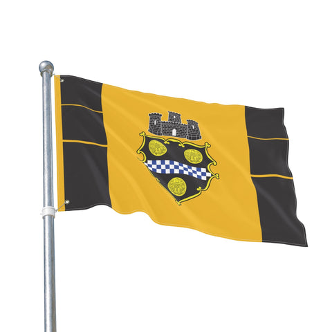 Pittsburgh City Crest Flag Double Sided - Black & Yellow Home Decor - YinzerShop