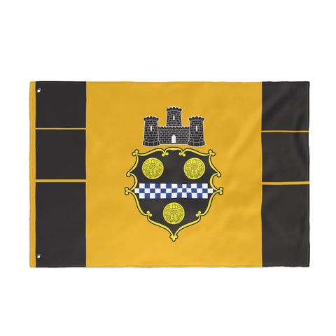 Pittsburgh City Crest Flag Double Sided - Black & Yellow Home Decor - YinzerShop