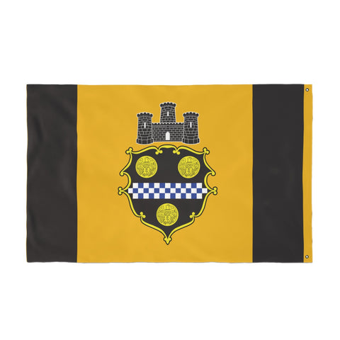 Pittsburgh City Crest Flag Double Sided - Black & Yellow Home Decor - YinzerShop