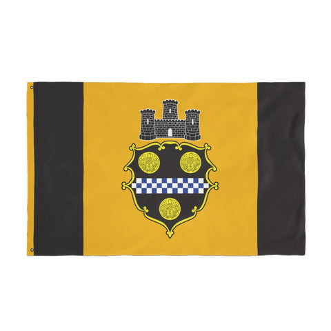 Pittsburgh City Crest Flag Double Sided - Black & Yellow Home Decor - YinzerShop