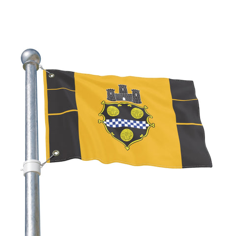 Pittsburgh City Crest Flag Double Sided - Black & Yellow Home Decor - YinzerShop