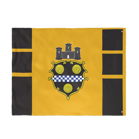 Pittsburgh City Crest Flag Double Sided - Black & Yellow Home Decor - YinzerShop