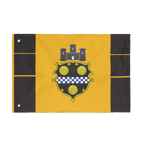 Pittsburgh City Crest Flag Double Sided - Black & Yellow Home Decor - YinzerShop