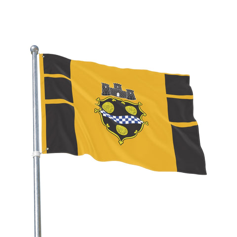 Pittsburgh City Crest Flag Double Sided - Black & Yellow Home Decor - YinzerShop