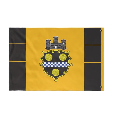 Pittsburgh City Crest Flag Double Sided - Black & Yellow Home Decor - YinzerShop