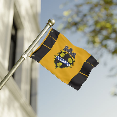Pittsburgh City Crest Flag Double Sided - Black & Yellow Home Decor - YinzerShop