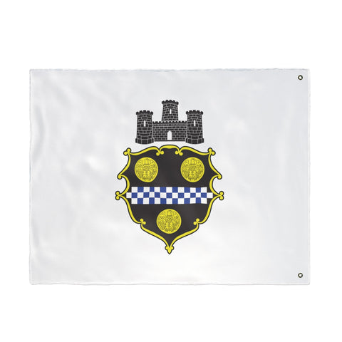 Pittsburgh City Crest Flag Double Sided - White Home Decor - YinzerShop