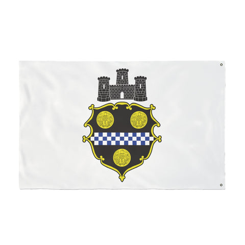 Pittsburgh City Crest Flag Double Sided - White Home Decor - YinzerShop