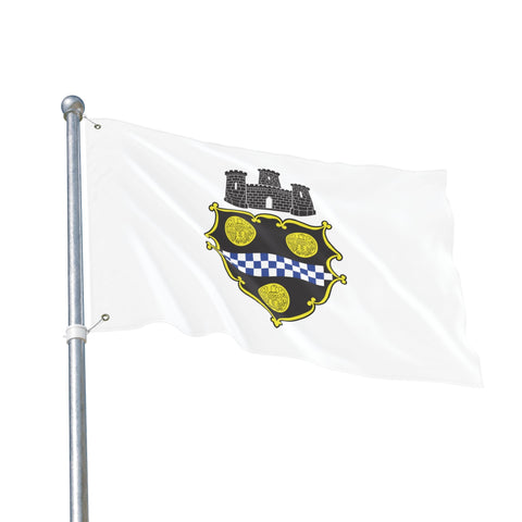 Pittsburgh City Crest Flag Double Sided - White Home Decor - YinzerShop