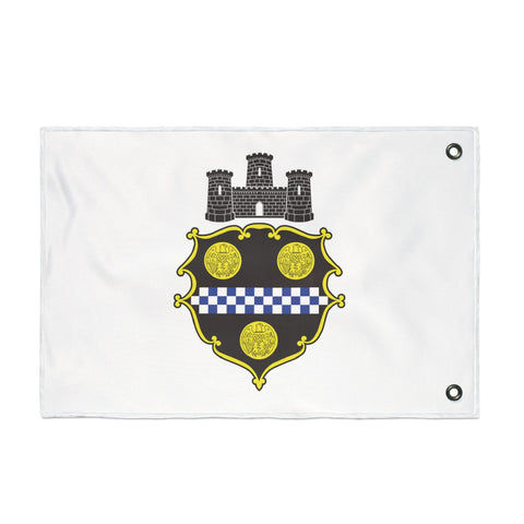 Pittsburgh City Crest Flag Double Sided - White Home Decor - YinzerShop