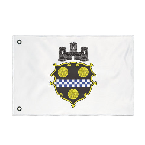Pittsburgh City Crest Flag Double Sided - White Home Decor - YinzerShop