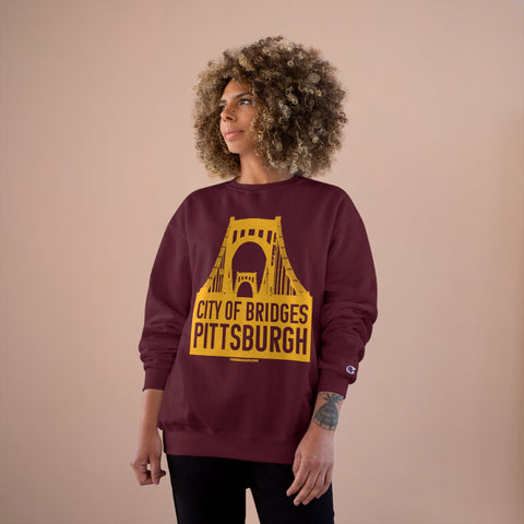 Pittsburgh, City of Bridges - Champion Crewneck Sweatshirt Sweatshirt - YinzerShop