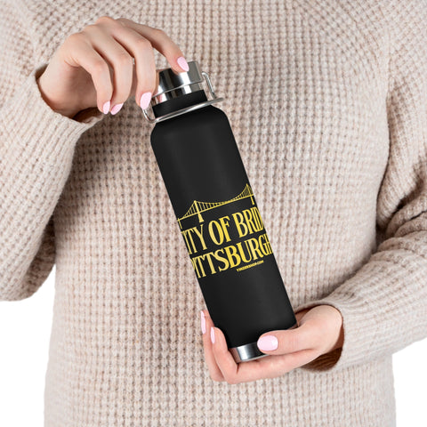 Pittsburgh City of Bridges Copper Vacuum Insulated Bottle, 22oz Mug - YinzerShop