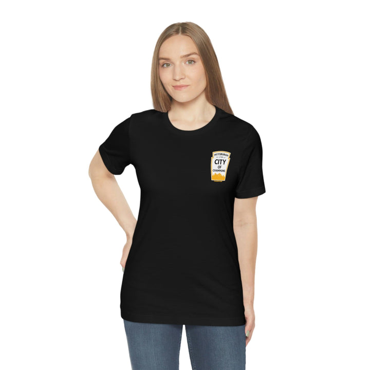 Pittsburgh, City of champions bottle short sleeve tshirt - Design on back T-Shirt Printify   