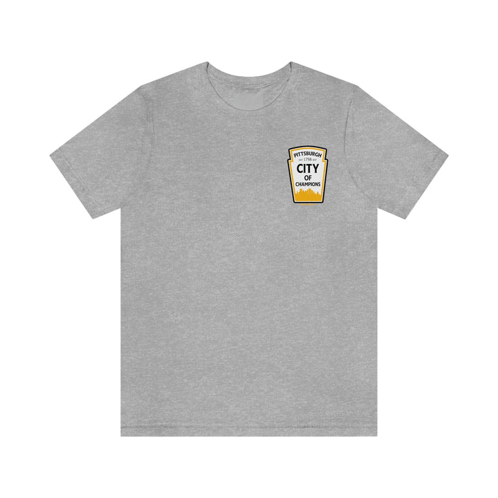 Pittsburgh, City of champions bottle short sleeve tshirt - Design on back T-Shirt Printify Athletic Heather S 